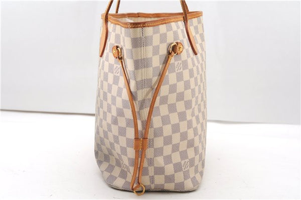 Authentic Louis Vuitton Damier Azur Neverfull MM Tote Bag N51107 LV 4988F