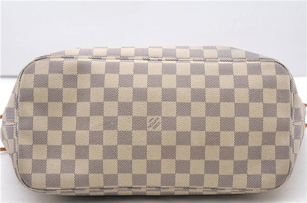 Authentic Louis Vuitton Damier Azur Neverfull MM Tote Bag N51107 LV 4988F