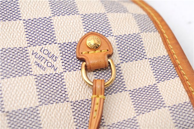 Authentic Louis Vuitton Damier Azur Neverfull MM Tote Bag N51107 LV 4988F