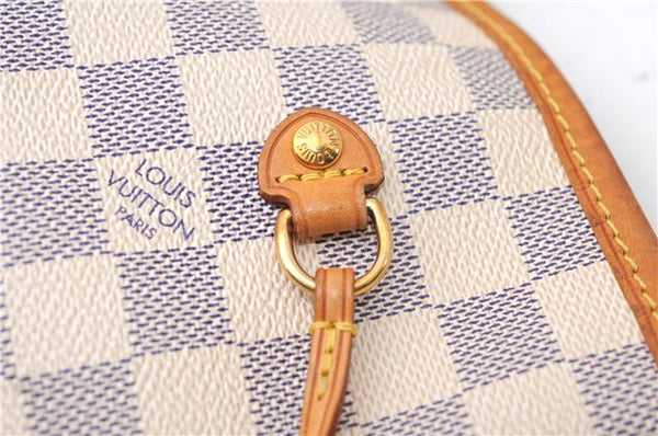 Authentic Louis Vuitton Damier Azur Neverfull MM Tote Bag N51107 LV 4988F