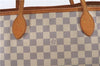 Authentic Louis Vuitton Damier Azur Neverfull MM Tote Bag N51107 LV 4988F