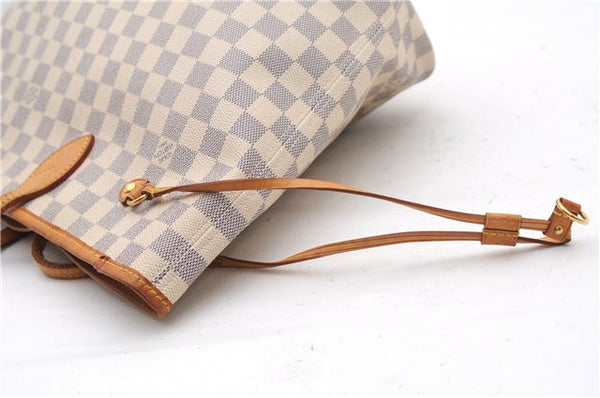 Authentic Louis Vuitton Damier Azur Neverfull MM Tote Bag N51107 LV 4988F