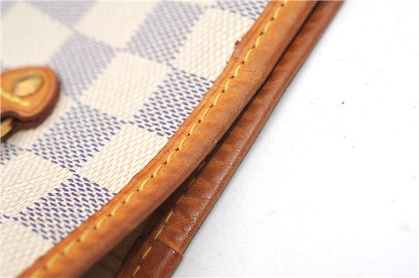 Authentic Louis Vuitton Damier Azur Neverfull MM Tote Bag N51107 LV 4988F