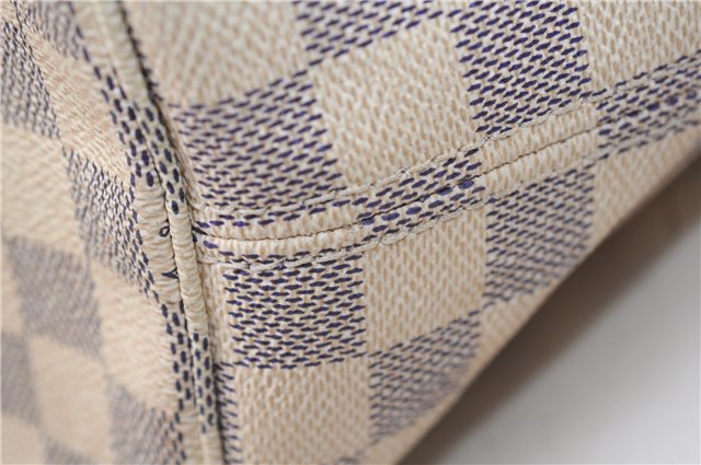 Authentic Louis Vuitton Damier Azur Neverfull MM Tote Bag N51107 LV 4988F