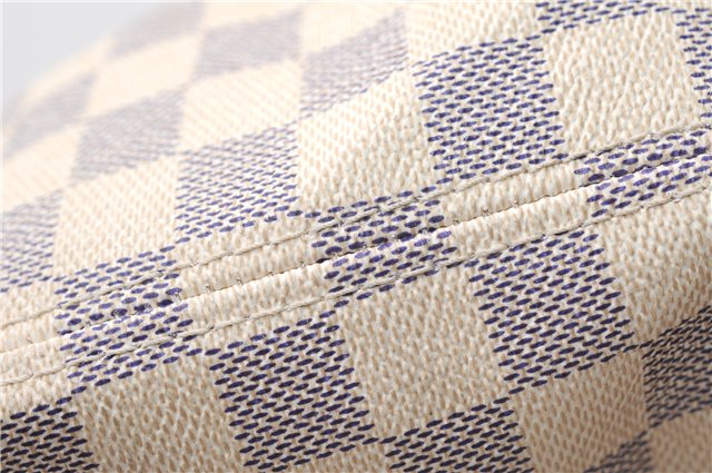 Authentic Louis Vuitton Damier Azur Neverfull MM Tote Bag N51107 LV 4988F