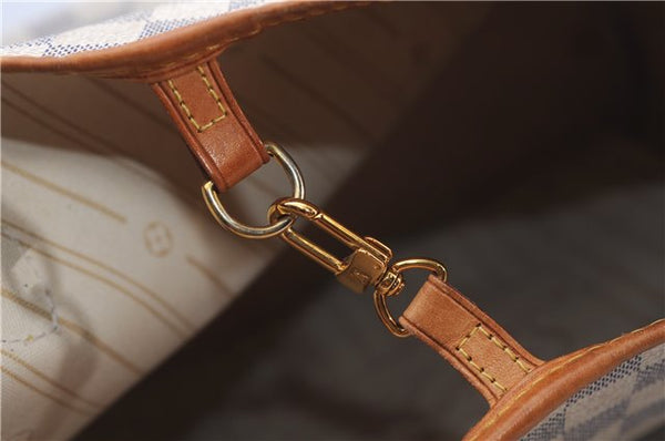 Authentic Louis Vuitton Damier Azur Neverfull MM Tote Bag N51107 LV 4988F