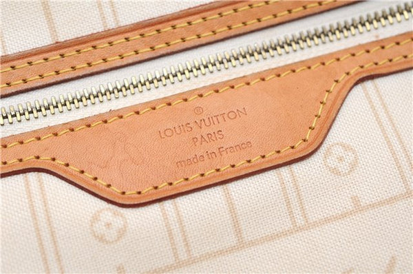 Authentic Louis Vuitton Damier Azur Neverfull MM Tote Bag N51107 LV 4988F