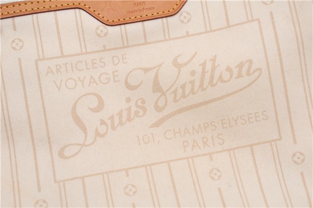 Authentic Louis Vuitton Damier Azur Neverfull MM Tote Bag N51107 LV 4988F