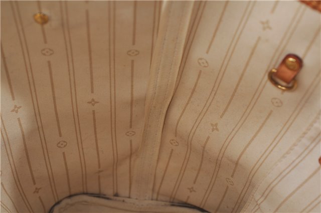 Authentic Louis Vuitton Damier Azur Neverfull MM Tote Bag N51107 LV 4988F