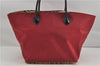 Authentic BURBERRY BLUE LABEL Shoulder Tote Bag Nylon Leather Red Beige 5378D