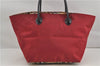 Authentic BURBERRY BLUE LABEL Shoulder Tote Bag Nylon Leather Red Beige 5378D