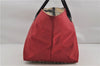 Authentic BURBERRY BLUE LABEL Shoulder Tote Bag Nylon Leather Red Beige 5378D