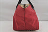 Authentic BURBERRY BLUE LABEL Shoulder Tote Bag Nylon Leather Red Beige 5378D