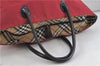 Authentic BURBERRY BLUE LABEL Shoulder Tote Bag Nylon Leather Red Beige 5378D