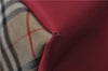 Authentic BURBERRY BLUE LABEL Shoulder Tote Bag Nylon Leather Red Beige 5378D