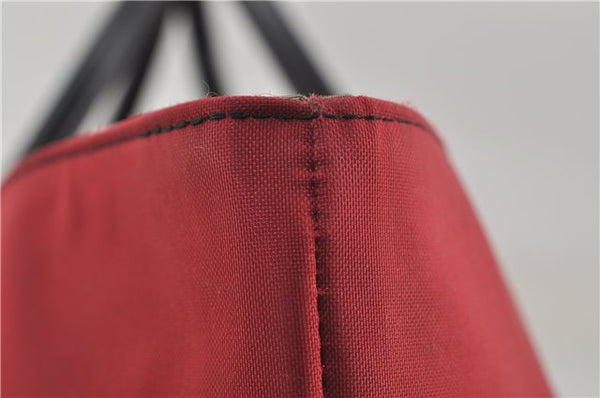 Authentic BURBERRY BLUE LABEL Shoulder Tote Bag Nylon Leather Red Beige 5378D