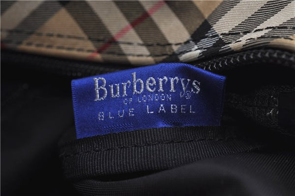 Authentic BURBERRY BLUE LABEL Shoulder Tote Bag Nylon Leather Red Beige 5378D
