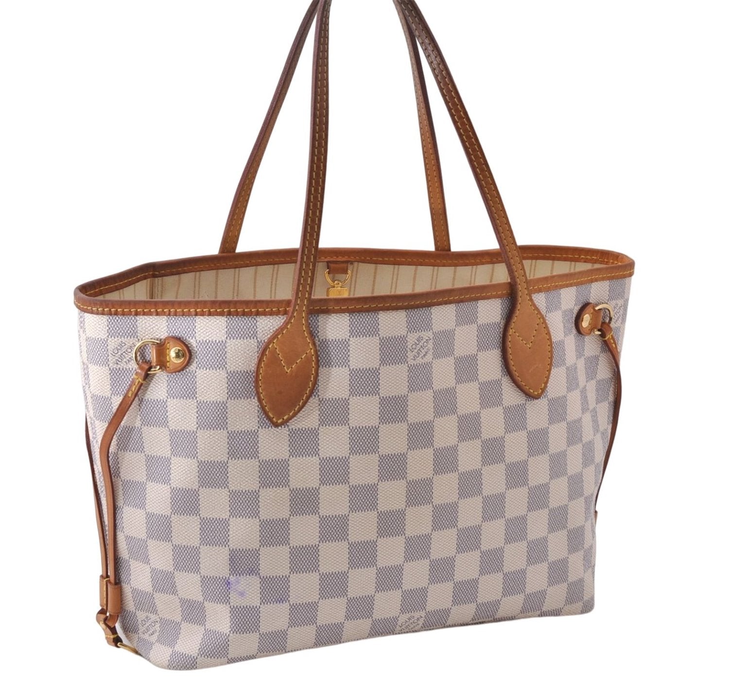 Authentic Louis Vuitton Damier Azur Neverfull PM Tote Bag N51110 LV 5388D