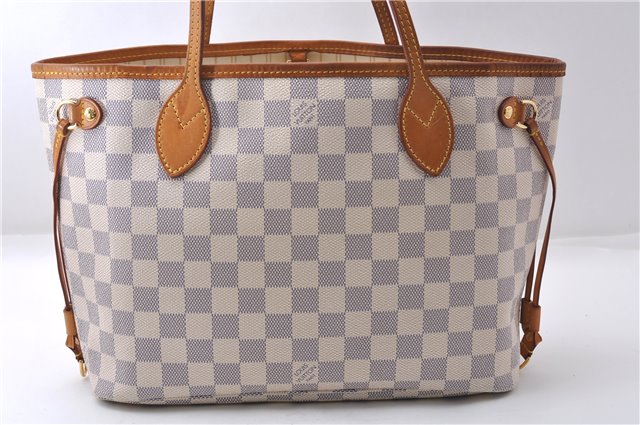 Authentic Louis Vuitton Damier Azur Neverfull PM Tote Bag N51110 LV 5388D
