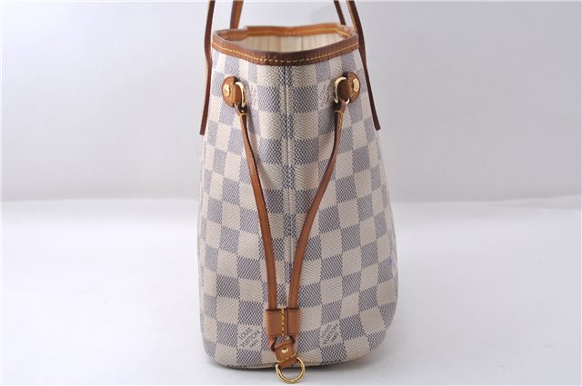 Authentic Louis Vuitton Damier Azur Neverfull PM Tote Bag N51110 LV 5388D