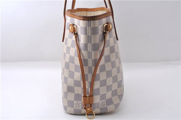 Authentic Louis Vuitton Damier Azur Neverfull PM Tote Bag N51110 LV 5388D