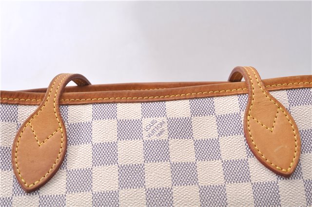 Authentic Louis Vuitton Damier Azur Neverfull PM Tote Bag N51110 LV 5388D