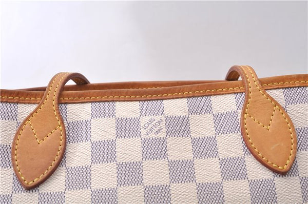 Authentic Louis Vuitton Damier Azur Neverfull PM Tote Bag N51110 LV 5388D