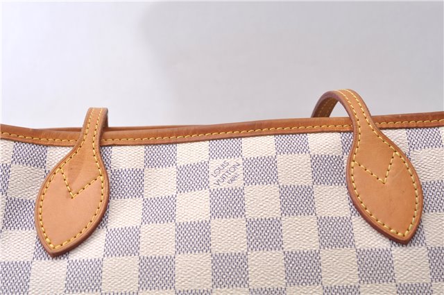 Authentic Louis Vuitton Damier Azur Neverfull PM Tote Bag N51110 LV 5388D