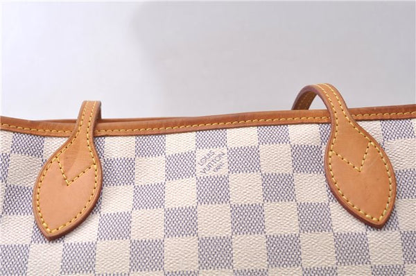 Authentic Louis Vuitton Damier Azur Neverfull PM Tote Bag N51110 LV 5388D