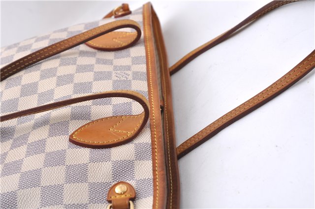 Authentic Louis Vuitton Damier Azur Neverfull PM Tote Bag N51110 LV 5388D