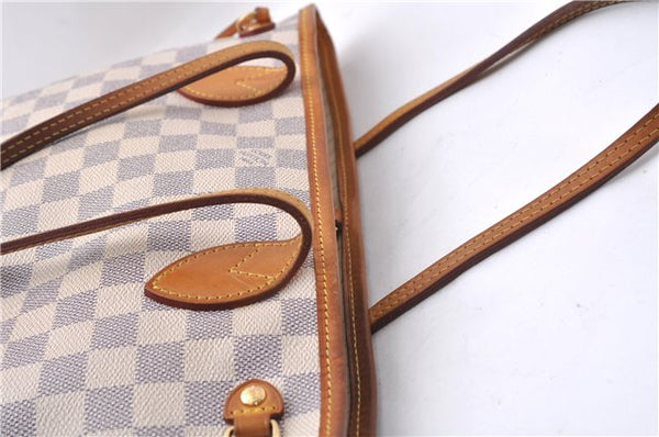 Authentic Louis Vuitton Damier Azur Neverfull PM Tote Bag N51110 LV 5388D