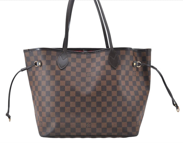 Authentic Louis Vuitton Damier Neverfull MM Shoulder Tote Bag N41358 LV 5407E