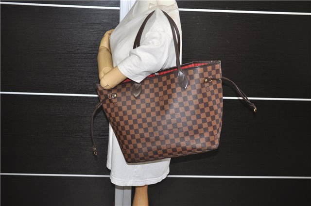 Authentic Louis Vuitton Damier Neverfull MM Shoulder Tote Bag N41358 LV 5407E