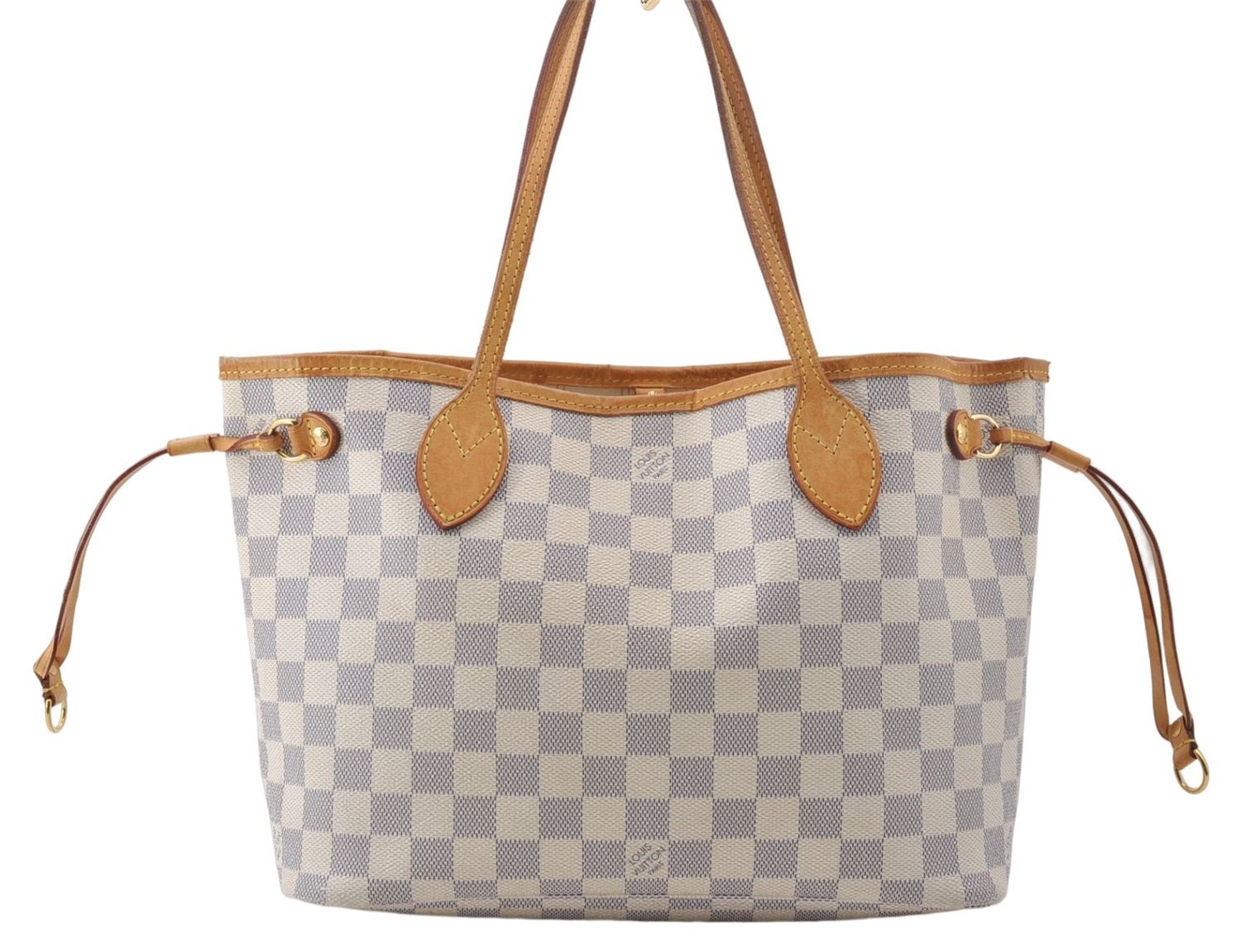 Authentic Louis Vuitton Damier Azur Neverfull PM Tote Bag N51110 LV 5431E