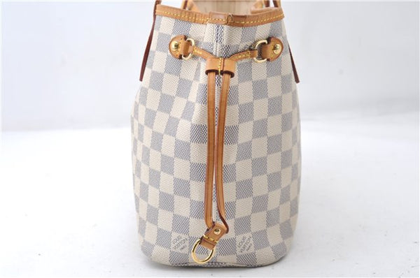 Authentic Louis Vuitton Damier Azur Neverfull PM Tote Bag N51110 LV 5431E