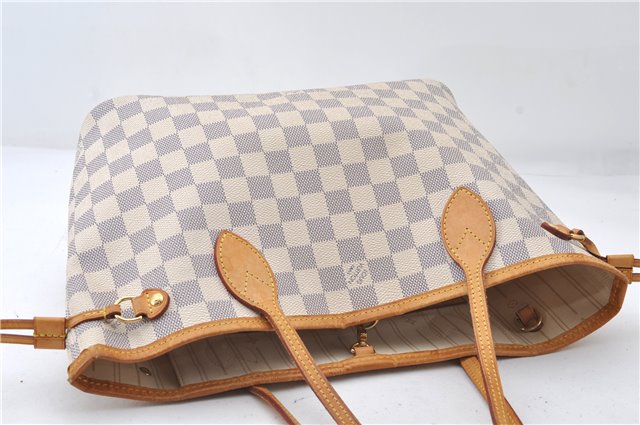 Authentic Louis Vuitton Damier Azur Neverfull PM Tote Bag N51110 LV 5431E