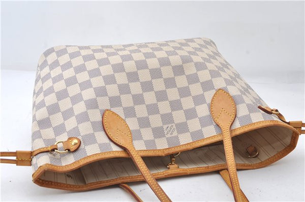 Authentic Louis Vuitton Damier Azur Neverfull PM Tote Bag N51110 LV 5431E