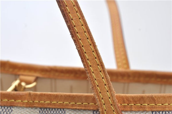 Authentic Louis Vuitton Damier Azur Neverfull PM Tote Bag N51110 LV 5431E