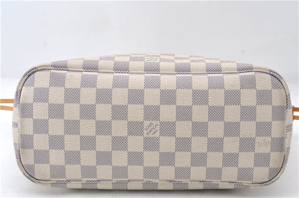 Authentic Louis Vuitton Damier Azur Neverfull PM Tote Bag N51110 LV 5431E