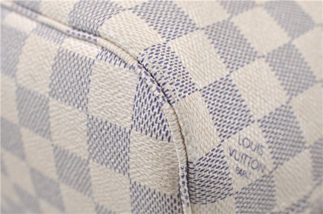 Authentic Louis Vuitton Damier Azur Neverfull PM Tote Bag N51110 LV 5431E