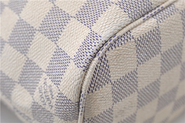 Authentic Louis Vuitton Damier Azur Neverfull PM Tote Bag N51110 LV 5431E