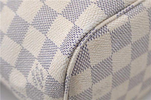 Authentic Louis Vuitton Damier Azur Neverfull PM Tote Bag N51110 LV 5431E