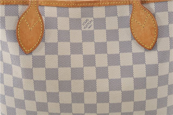 Authentic Louis Vuitton Damier Azur Neverfull PM Tote Bag N51110 LV 5431E