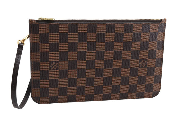 Authentic Louis Vuitton Damier Neverfull Pouch Purse Clutch Bag LV 5456E