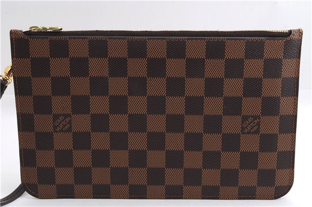 Authentic Louis Vuitton Damier Neverfull Pouch Purse Clutch Bag LV 5456E