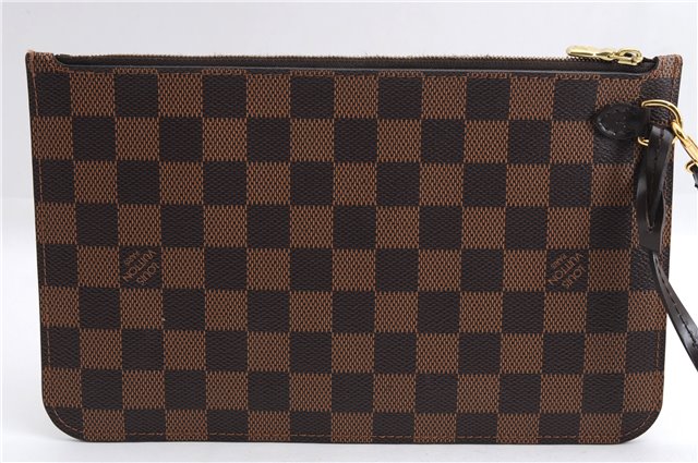 Authentic Louis Vuitton Damier Neverfull Pouch Purse Clutch Bag LV 5456E