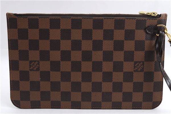 Authentic Louis Vuitton Damier Neverfull Pouch Purse Clutch Bag LV 5456E