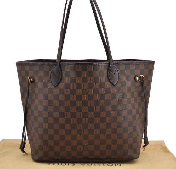 Authentic Louis Vuitton Damier Neverfull MM Shoulder Tote Bag N51105 LV 5895I