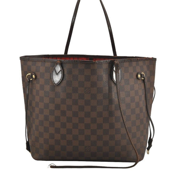 Authentic Louis Vuitton Damier Neverfull MM Shoulder Tote Bag N51105 Junk 6029I