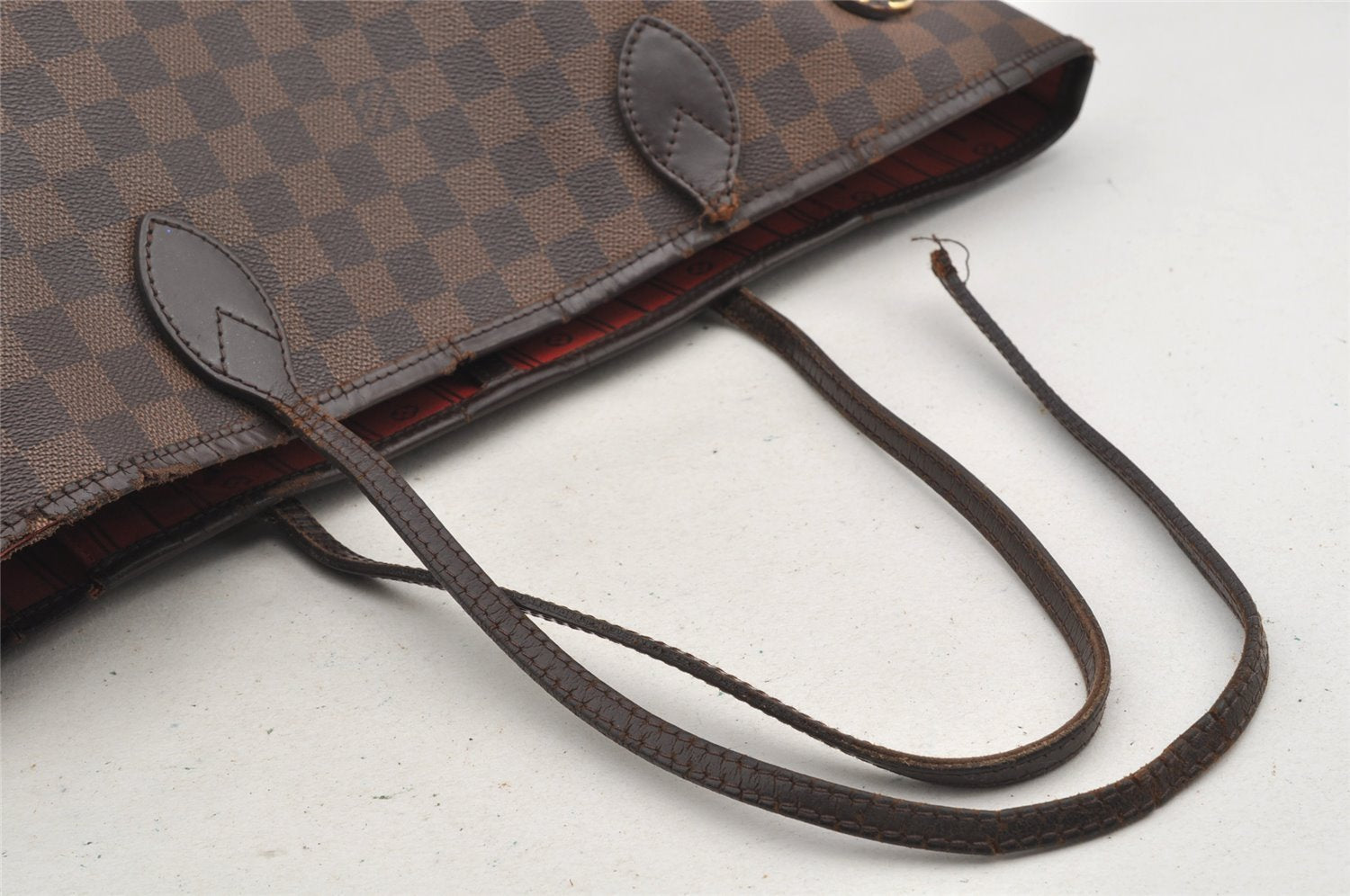 Authentic Louis Vuitton Damier Neverfull MM Shoulder Tote Bag N51105 Junk 6029I